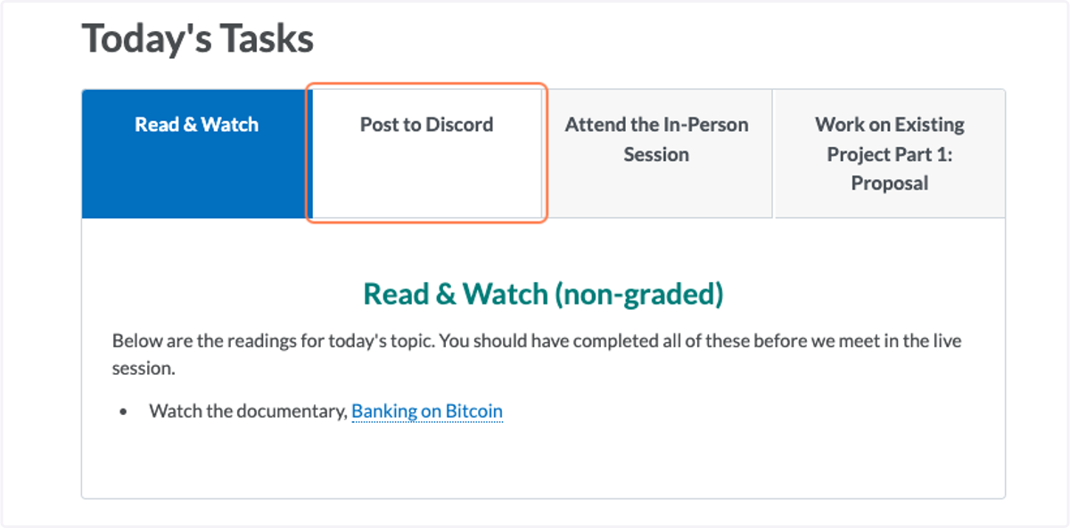 Tabs indicating all tasks due and upcoming tasks