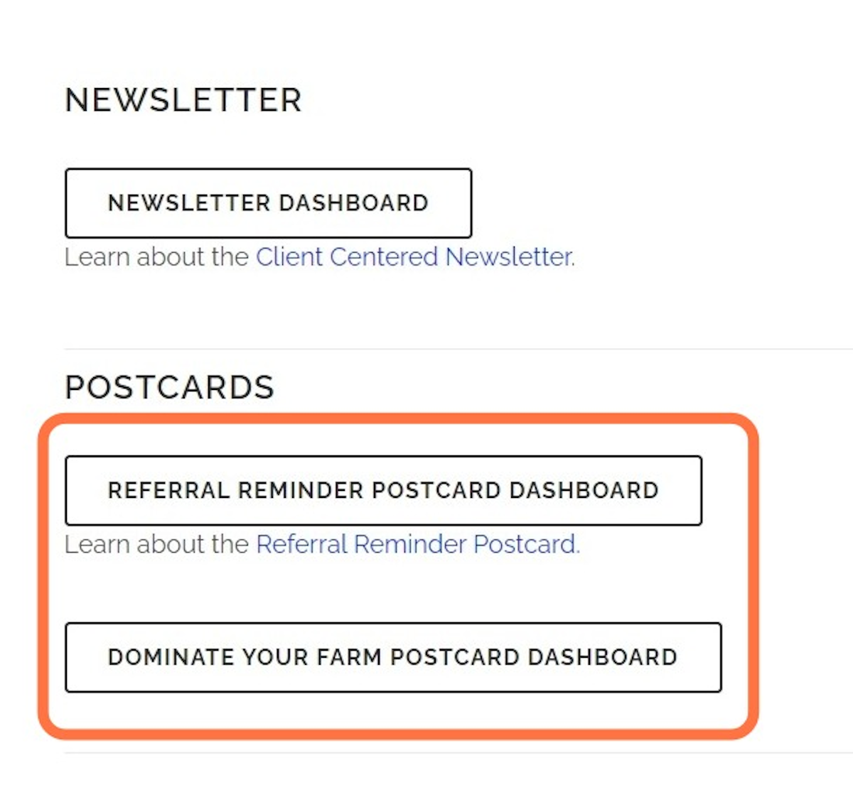 Follow the same steps as above to edit your Referral Reminder or Dominate Your Farm postcards