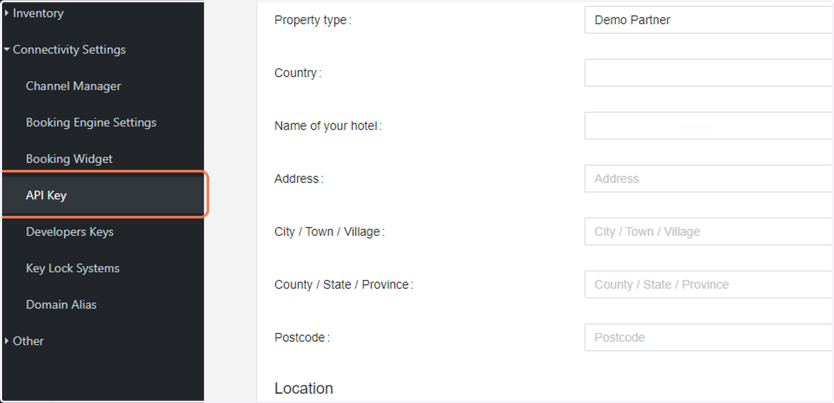 Click on API Key