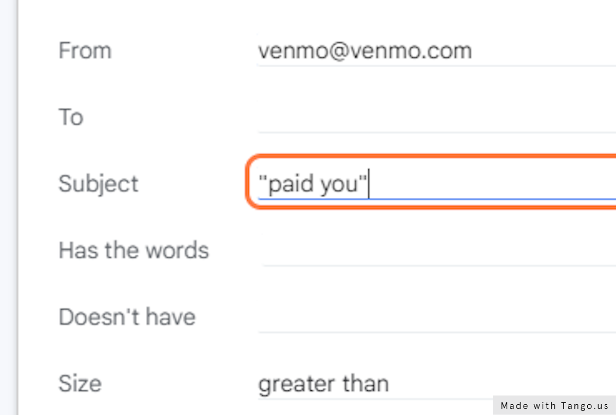Depending on the case, you might add keywords in your advanced search to narrow down your search to only emails containing transactions for example emails containing the subject "paid you" (use the double quotes to emphasize those exact words in that order)