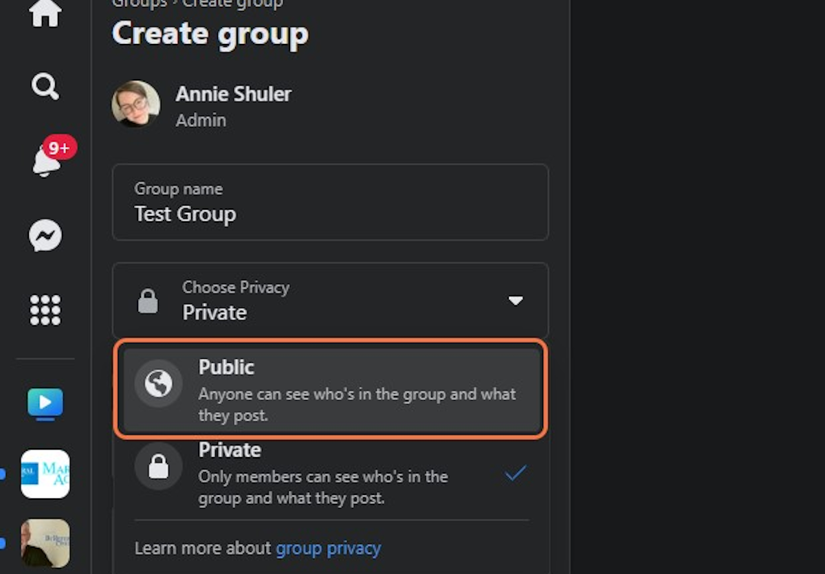 If your group is Public: You will not see the visibility option.