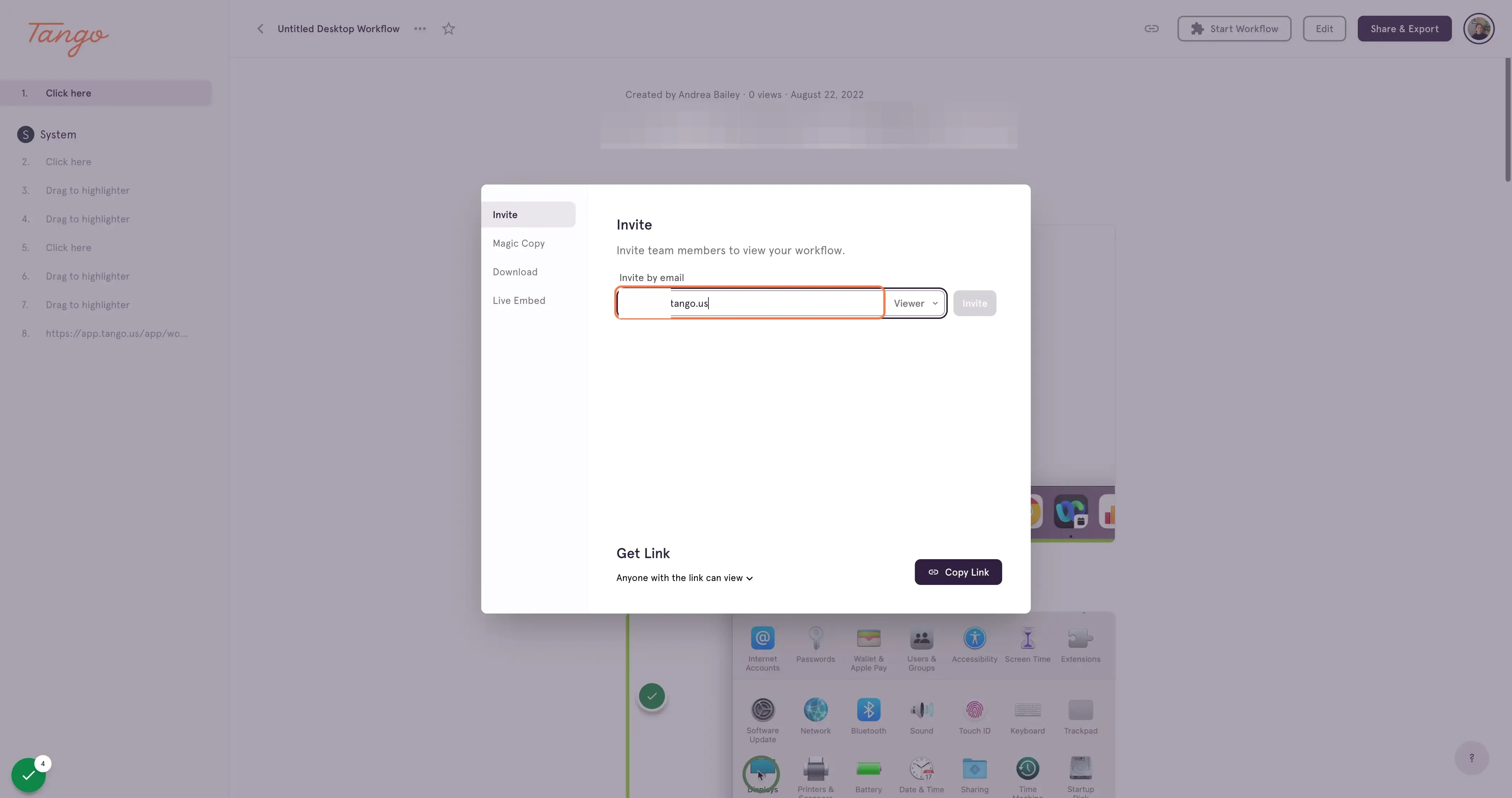 Type the user's email address