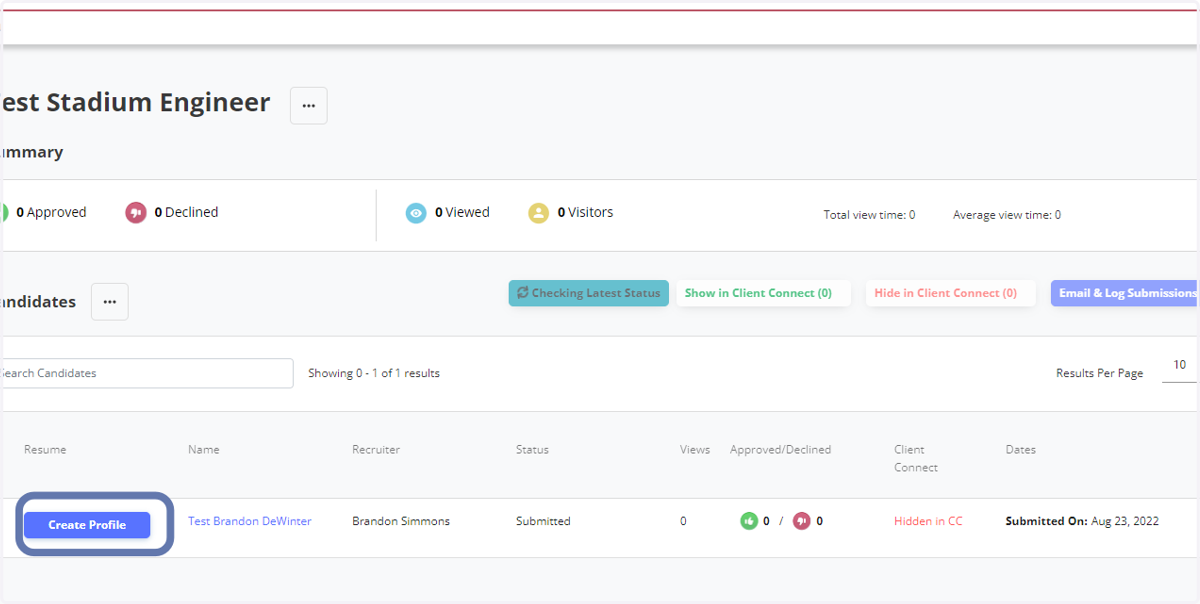 Click on Create Profile
