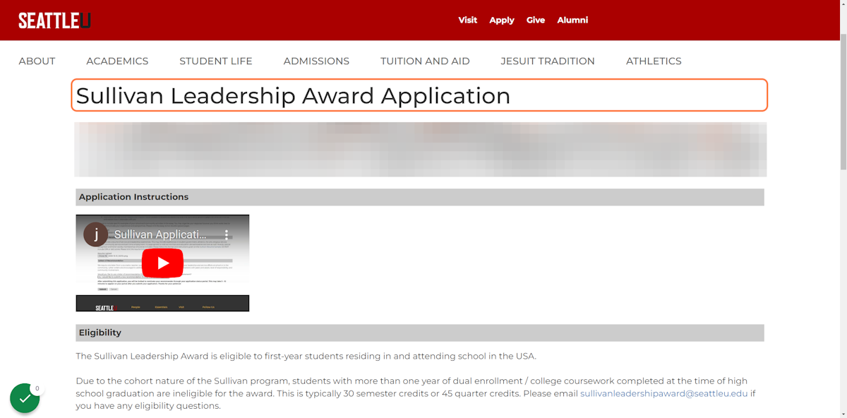 Review the Sullivan Leadership Application steps