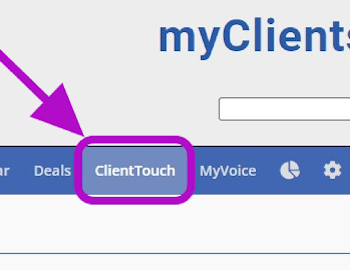 In myClients, click on ClientTouch