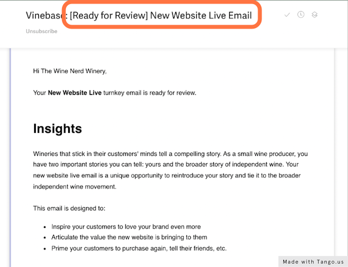 You received a new notification regarding a new turnkey email ready for your review