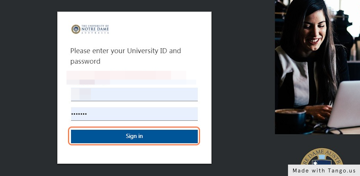 "Sign in" using your Notre Dame credentials