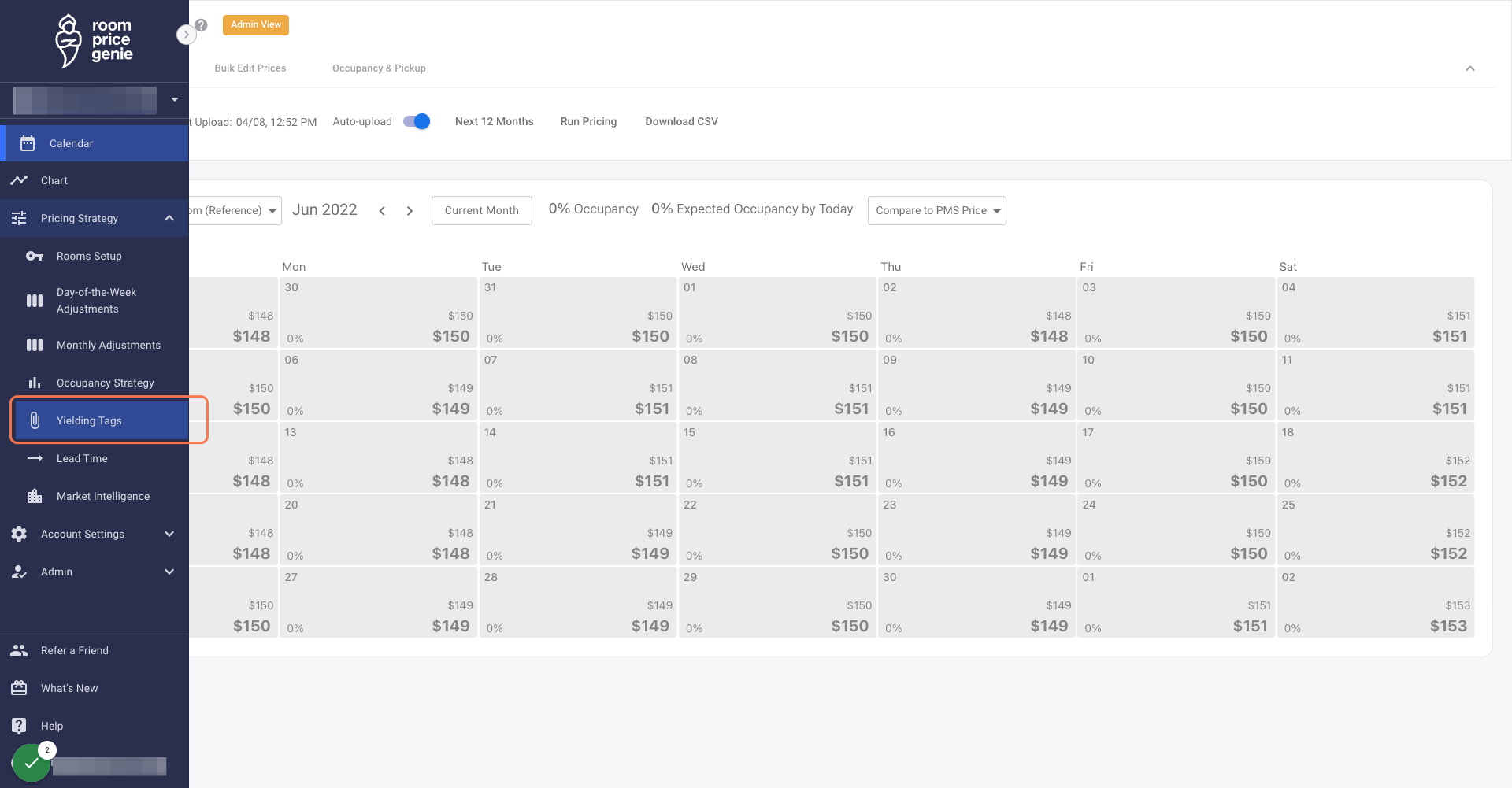 Click on Yielding Tags.