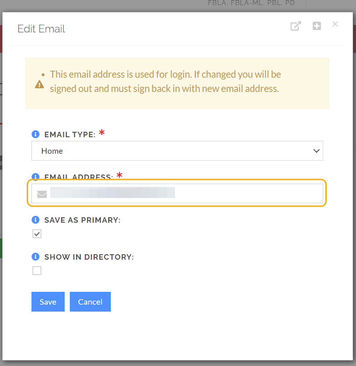 Type the correct email address into the field under email address.