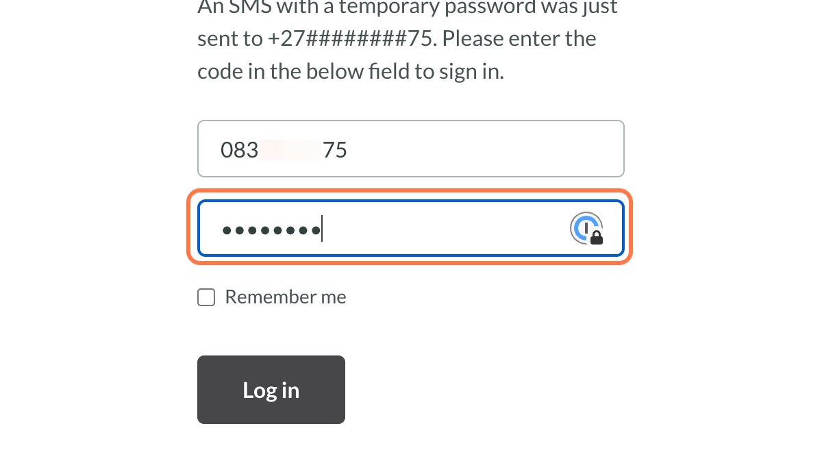 Enter your One Time Password