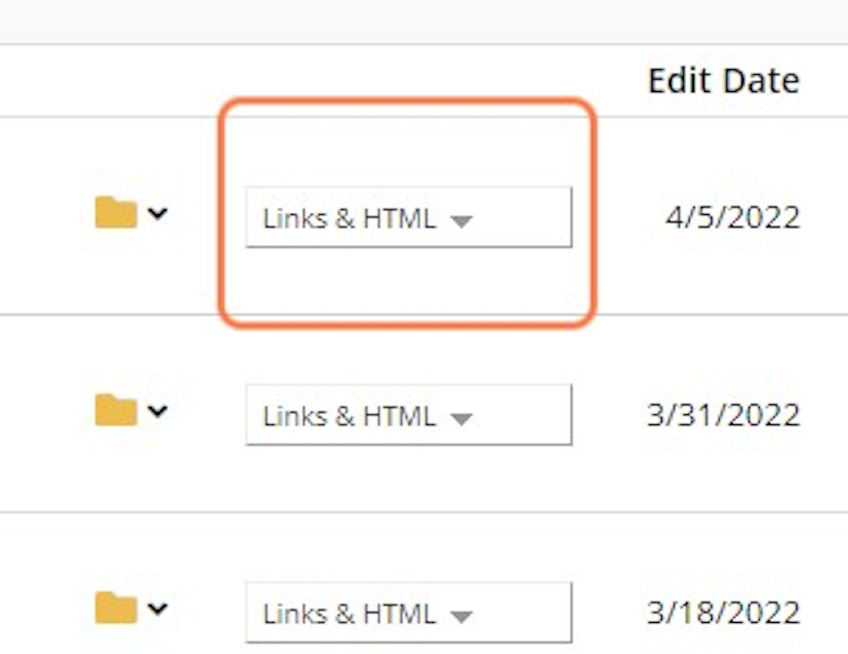 Click on Links & HTML drop down menu