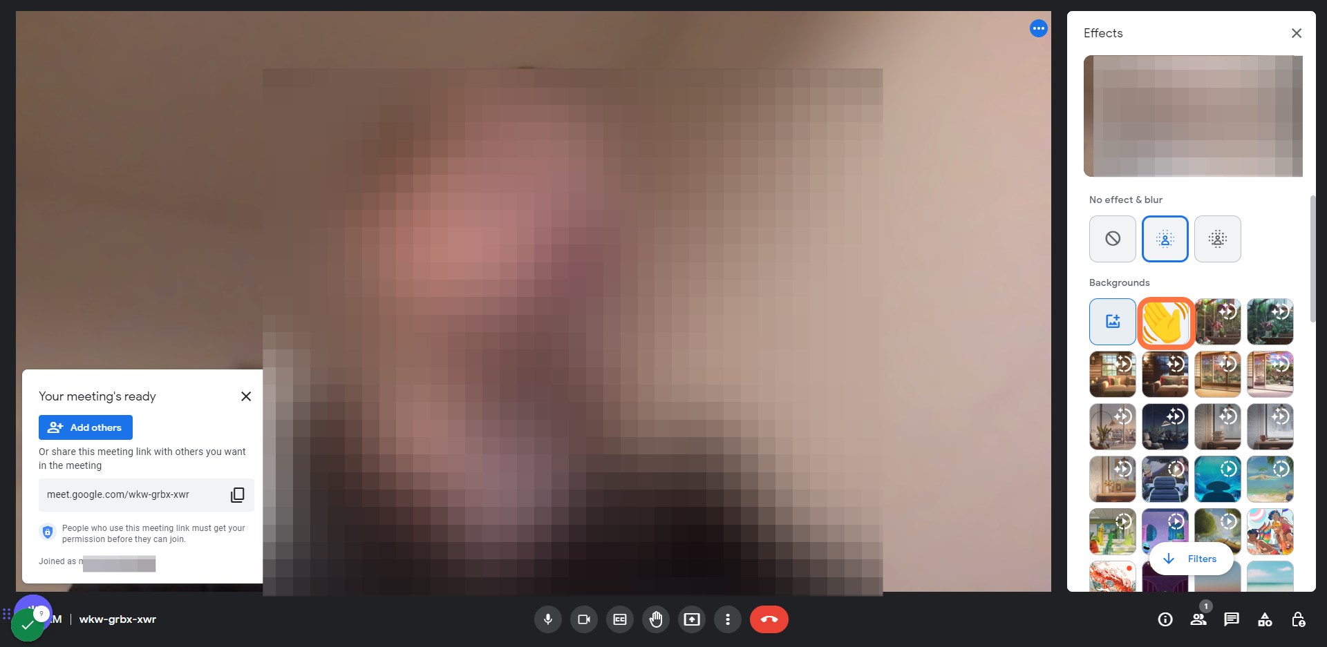 d) Click on a background image you've uploaded in the past to set it as your active background