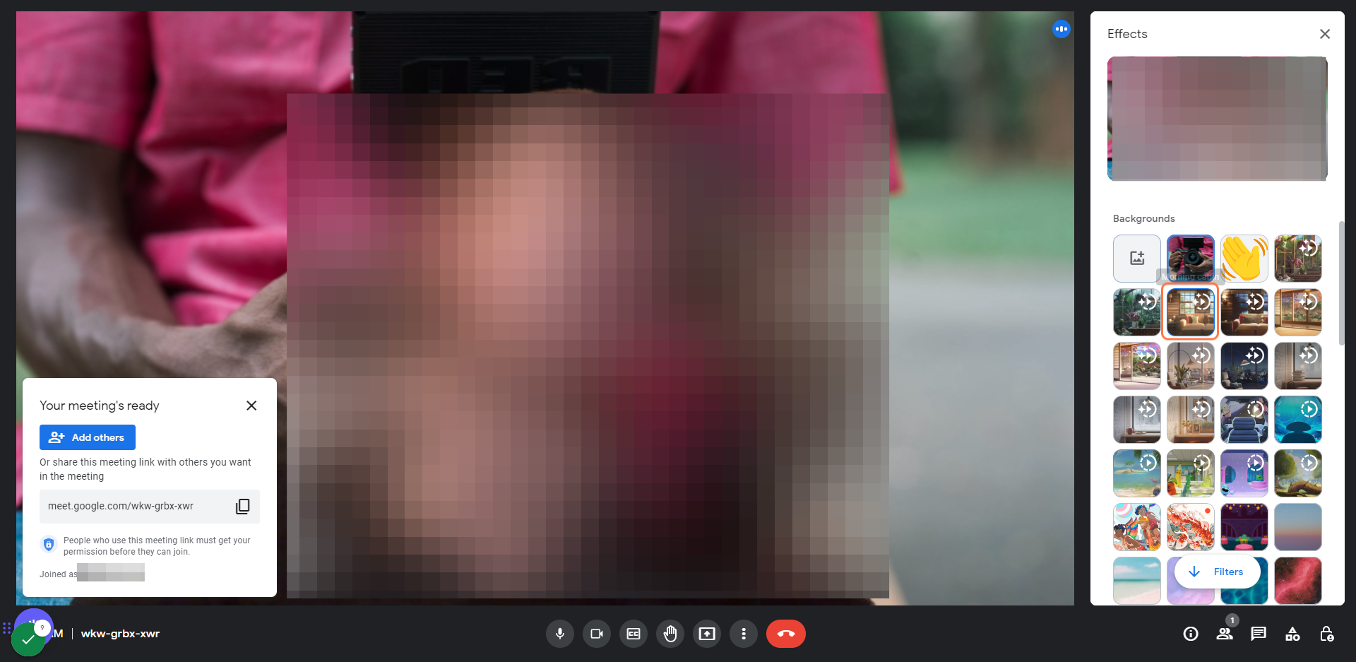 e) Click on of the other background videos to set one of them as your active background