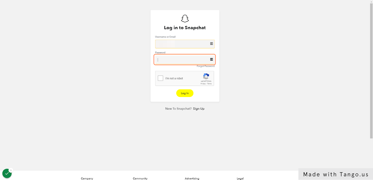 Login using your snapchat username and password