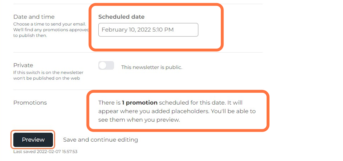 Confirm the date is correct. You should see a confirmation that you have a promotion scheduled for that date.