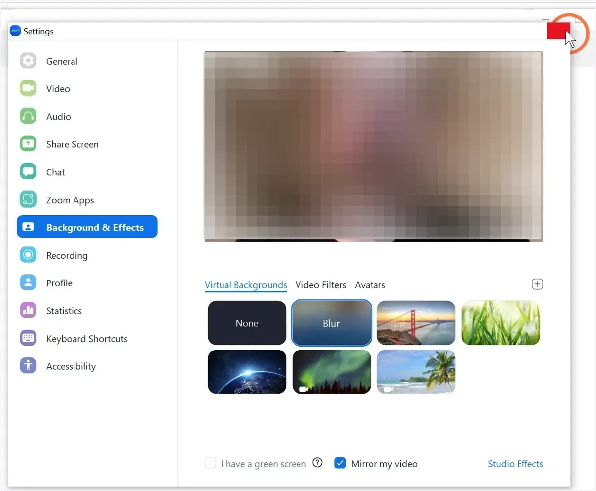 Close the Settings menu