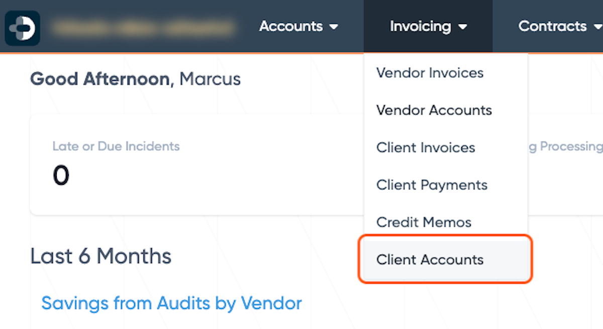 Click on Client Accounts.