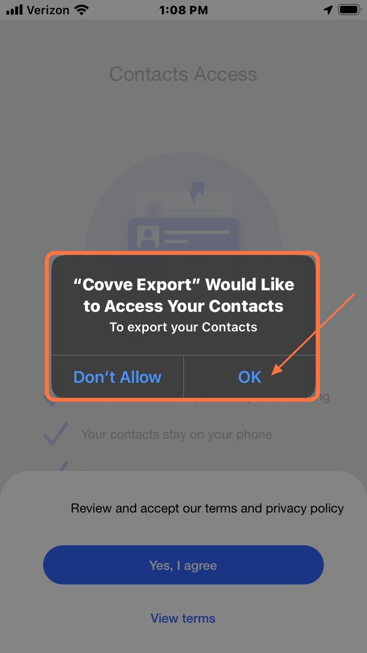Allow Covve access to your Contacts