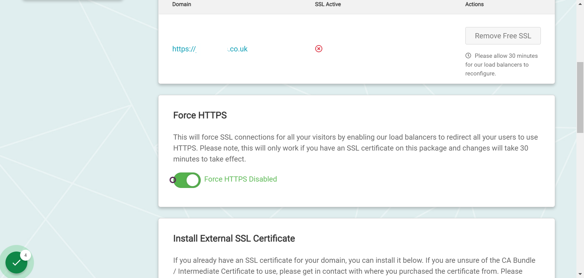Enable force HTTPS