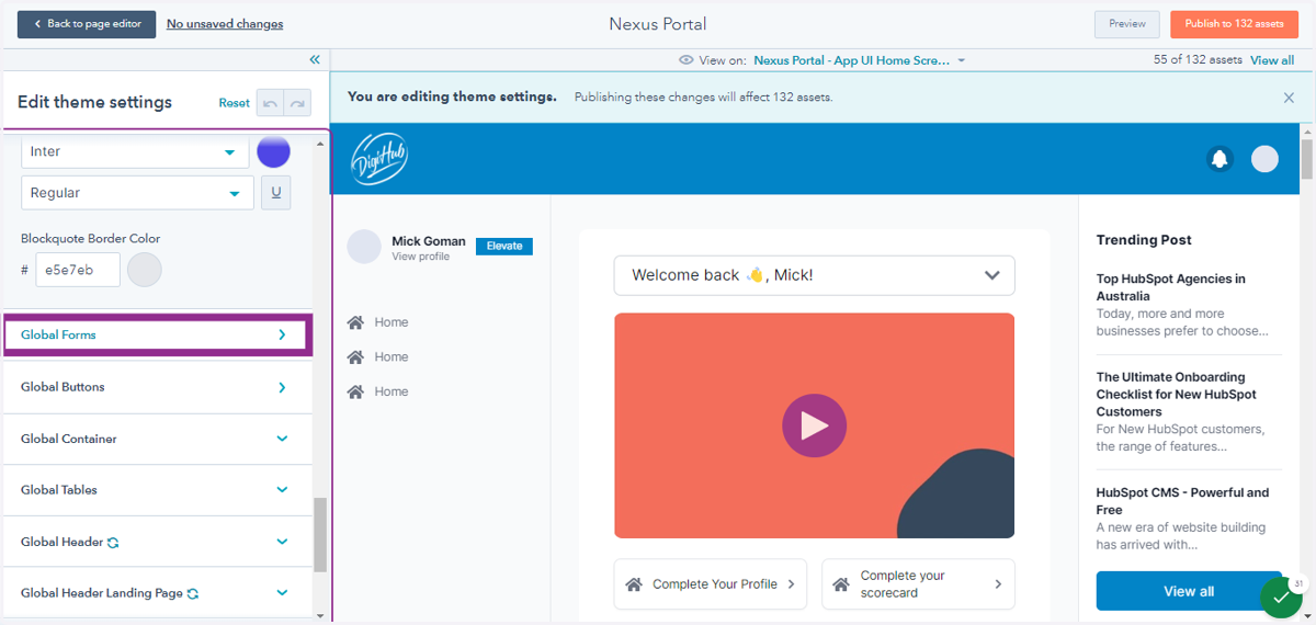 Click on Global Forms