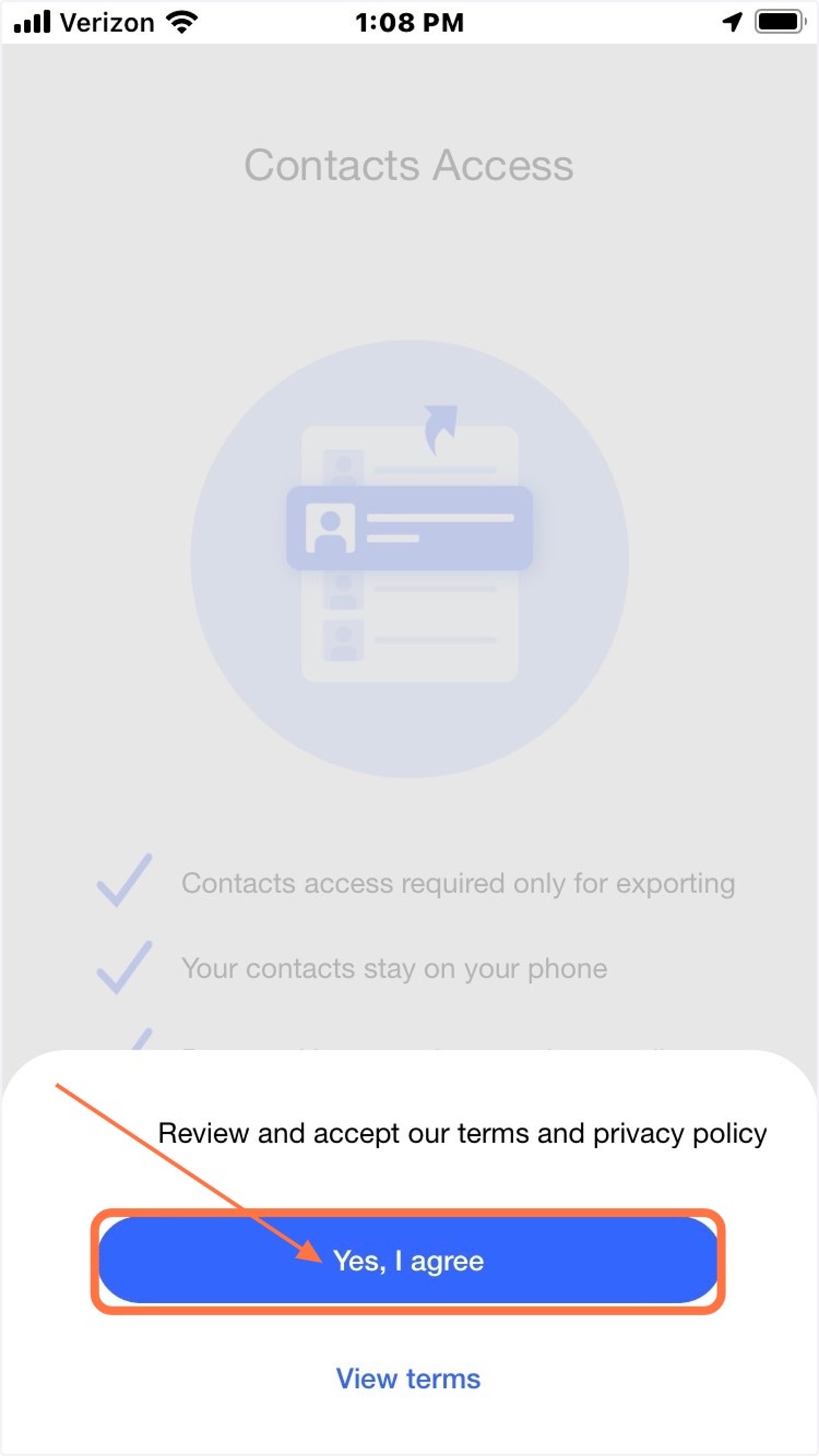 Agree to terms and privacy policy