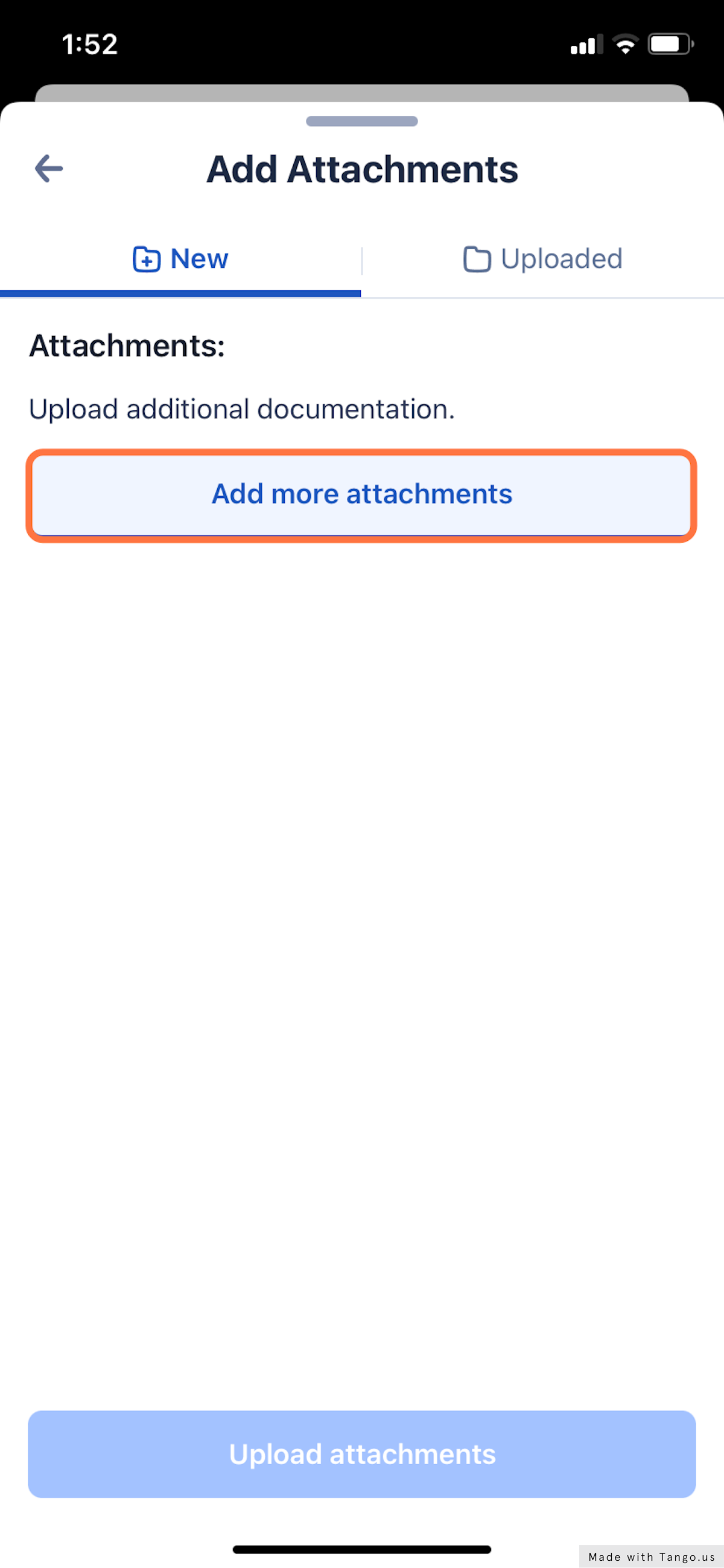 Select the 'Add more attachments' button.