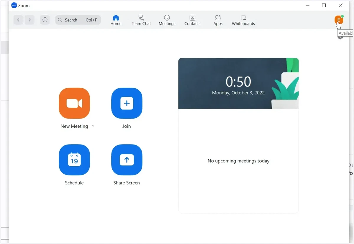 Log in to the Zoom desktop app and click on your profile picture on the top right