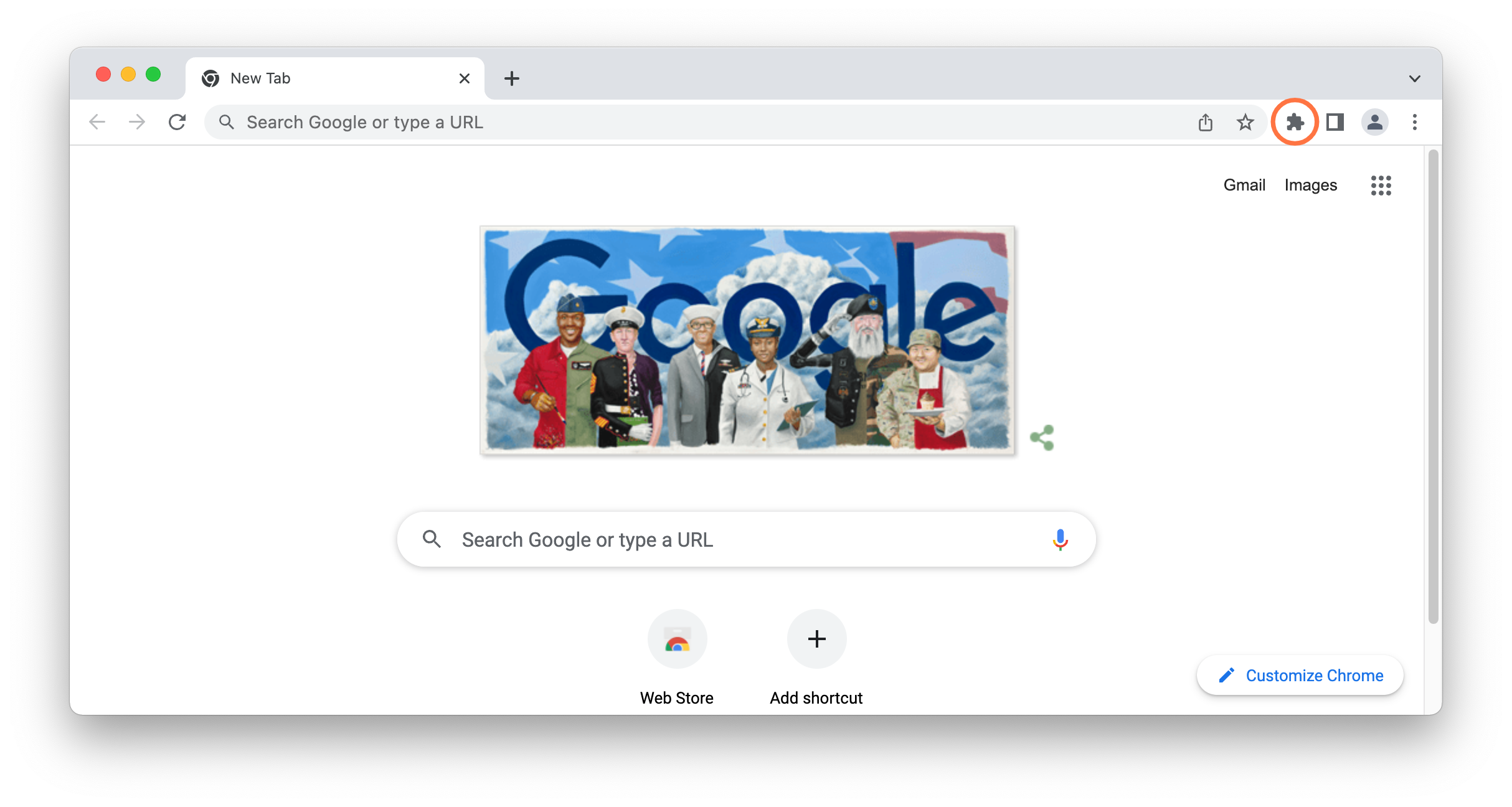 Click the puzzle piece icon in the top right of your browser