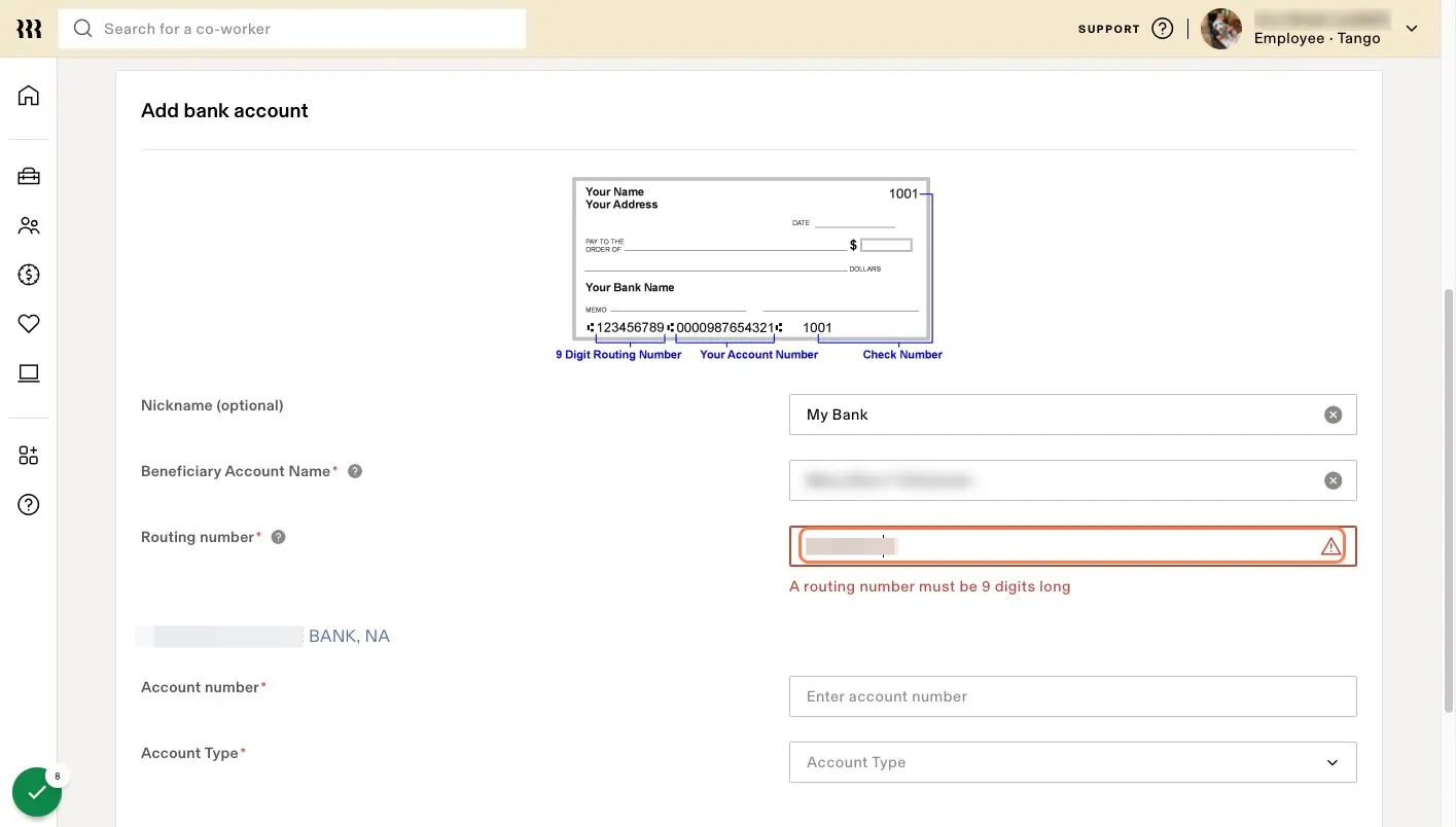 Enter your routing number
