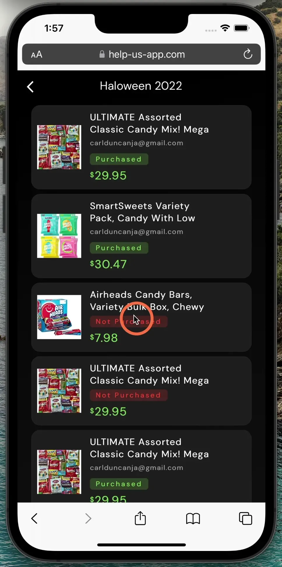 Choose the items you would like to purchase from the campaign.
