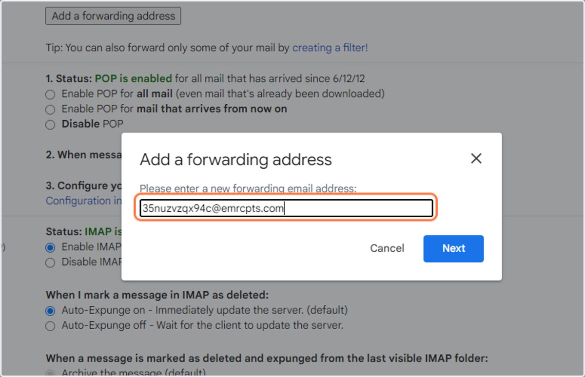 Paste "*****@emrcpts.com" into input then Click on Next