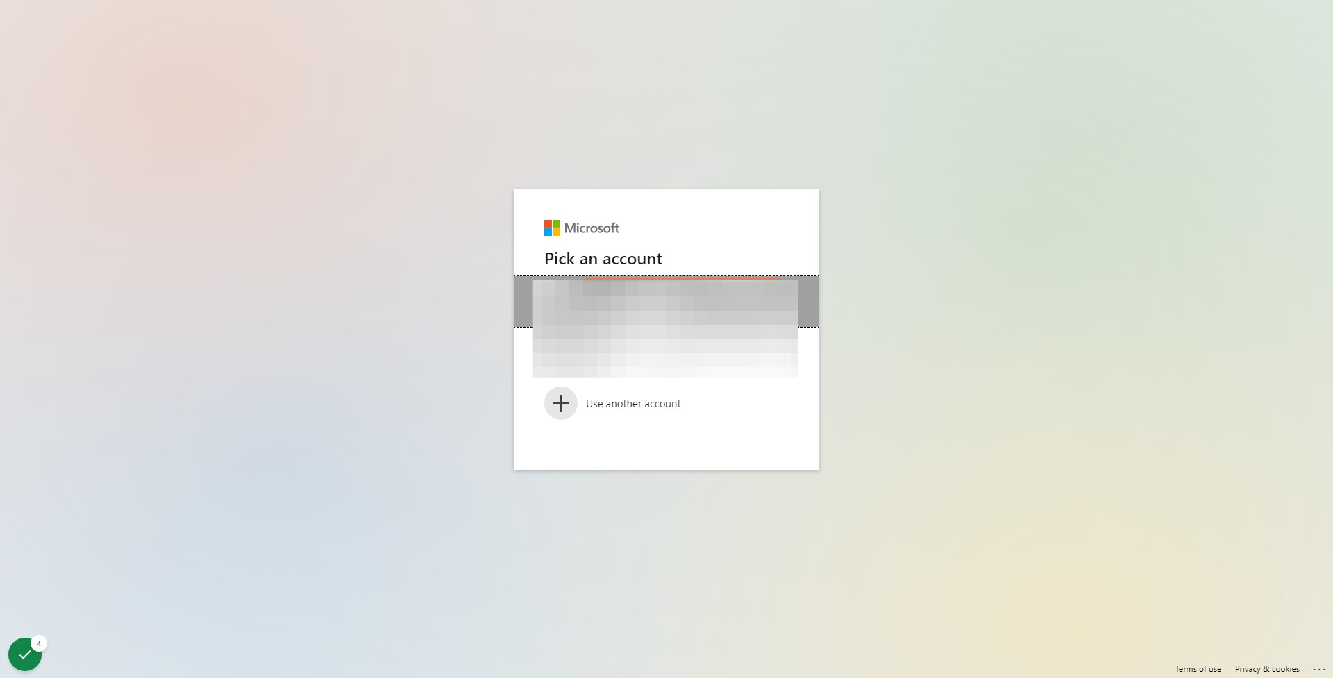 Your browser will redirect you to another tab. In that tab, you will need to select your Microsoft Account