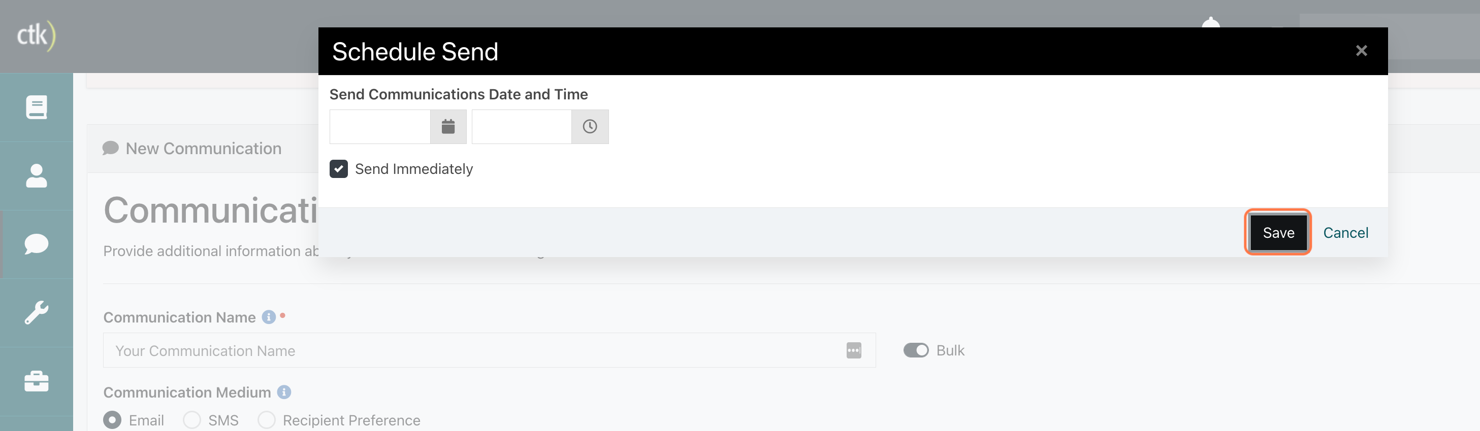 If needed, define your sending time, and click "Save".