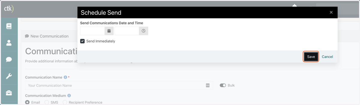 If needed, define your sending time, and click "Save".
