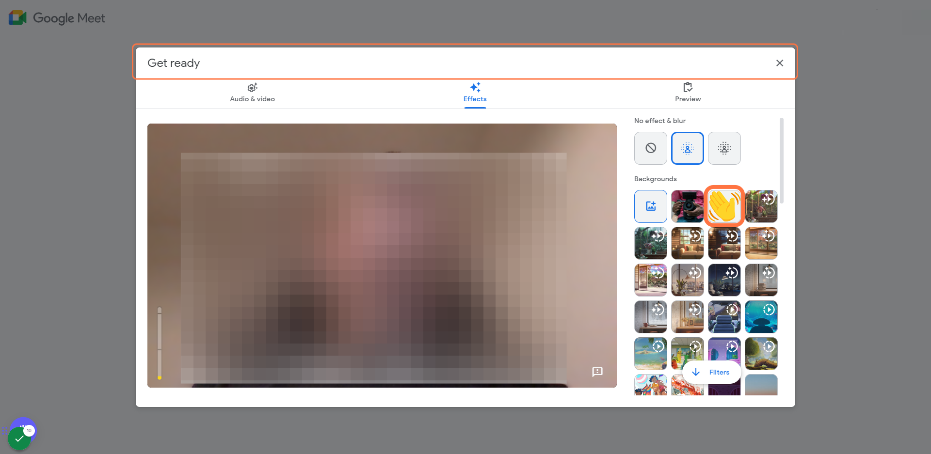 d) Click on a background image you've uploaded in the past to set it as your active backgroundd
