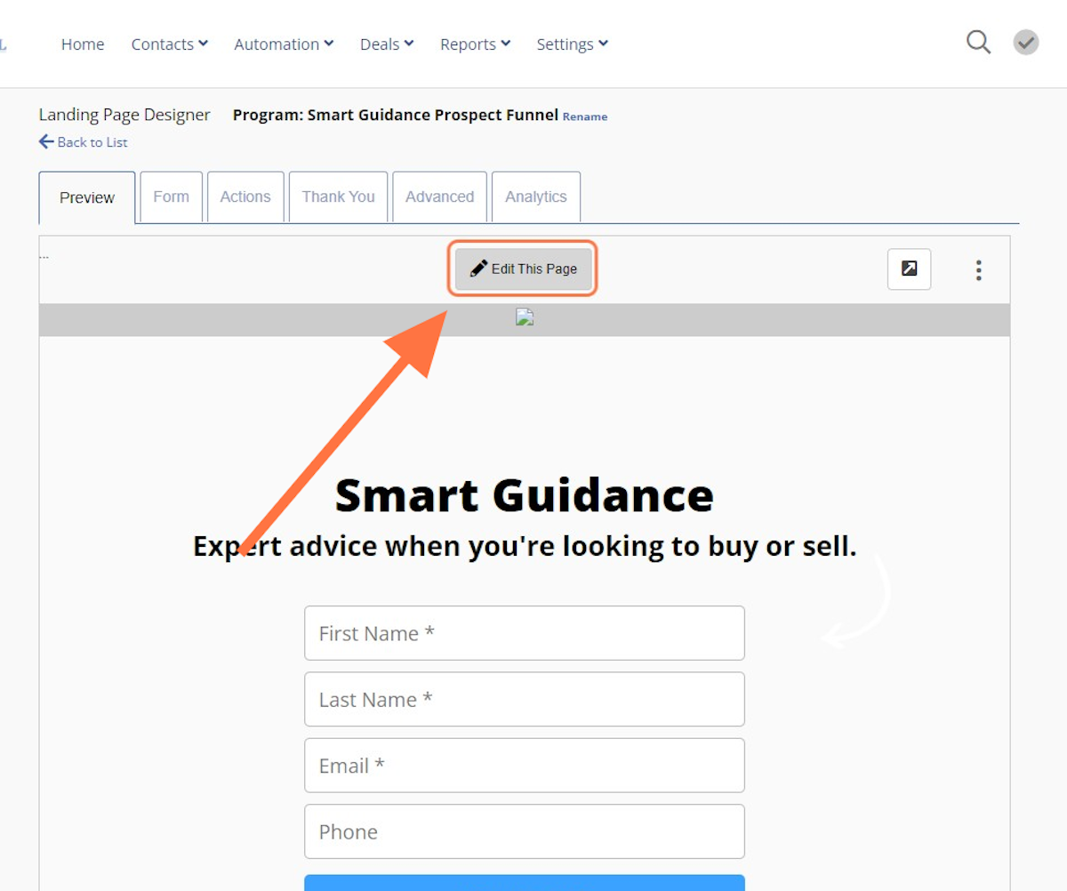 Step 3: Edit the Landing Page