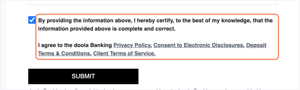 Check to Agree to Terms & Conditions, etc.