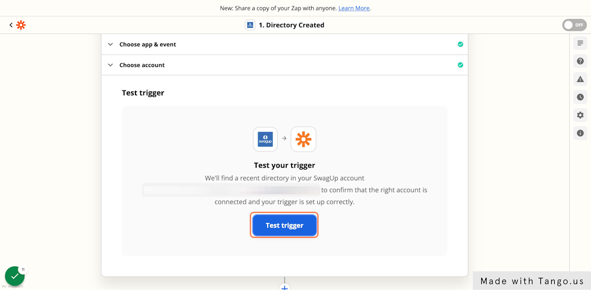 Zapier will then prompt you to test your trigger.