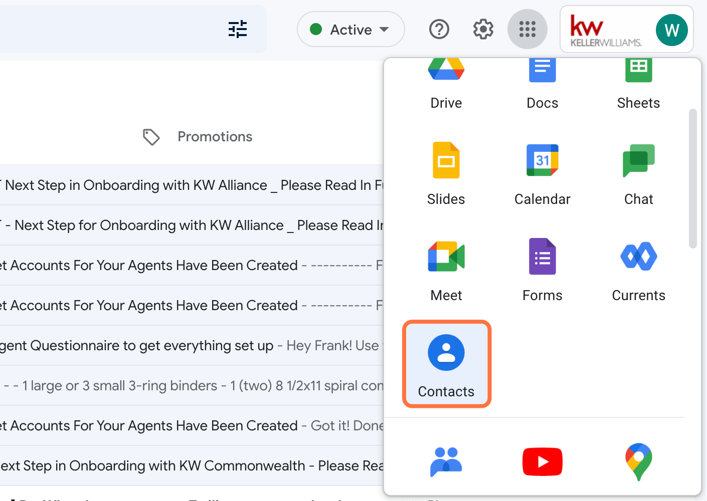 Click on Contacts