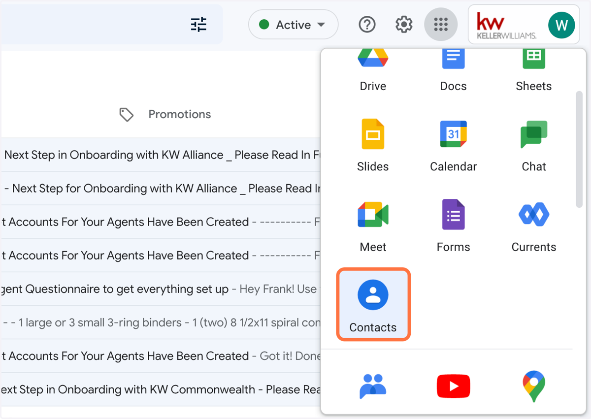 Click on Contacts