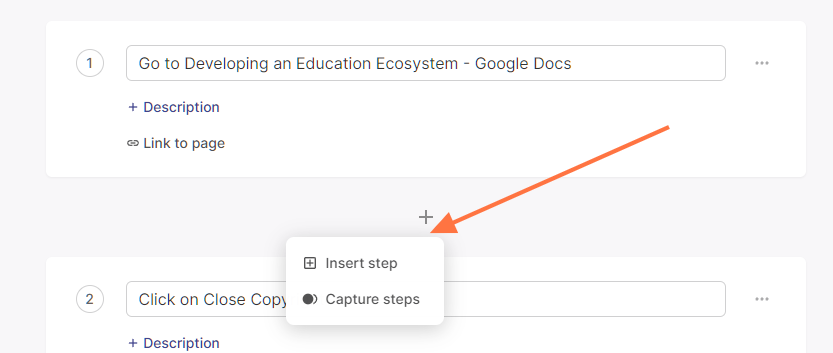 You can also insert additional steps as required by click the + button