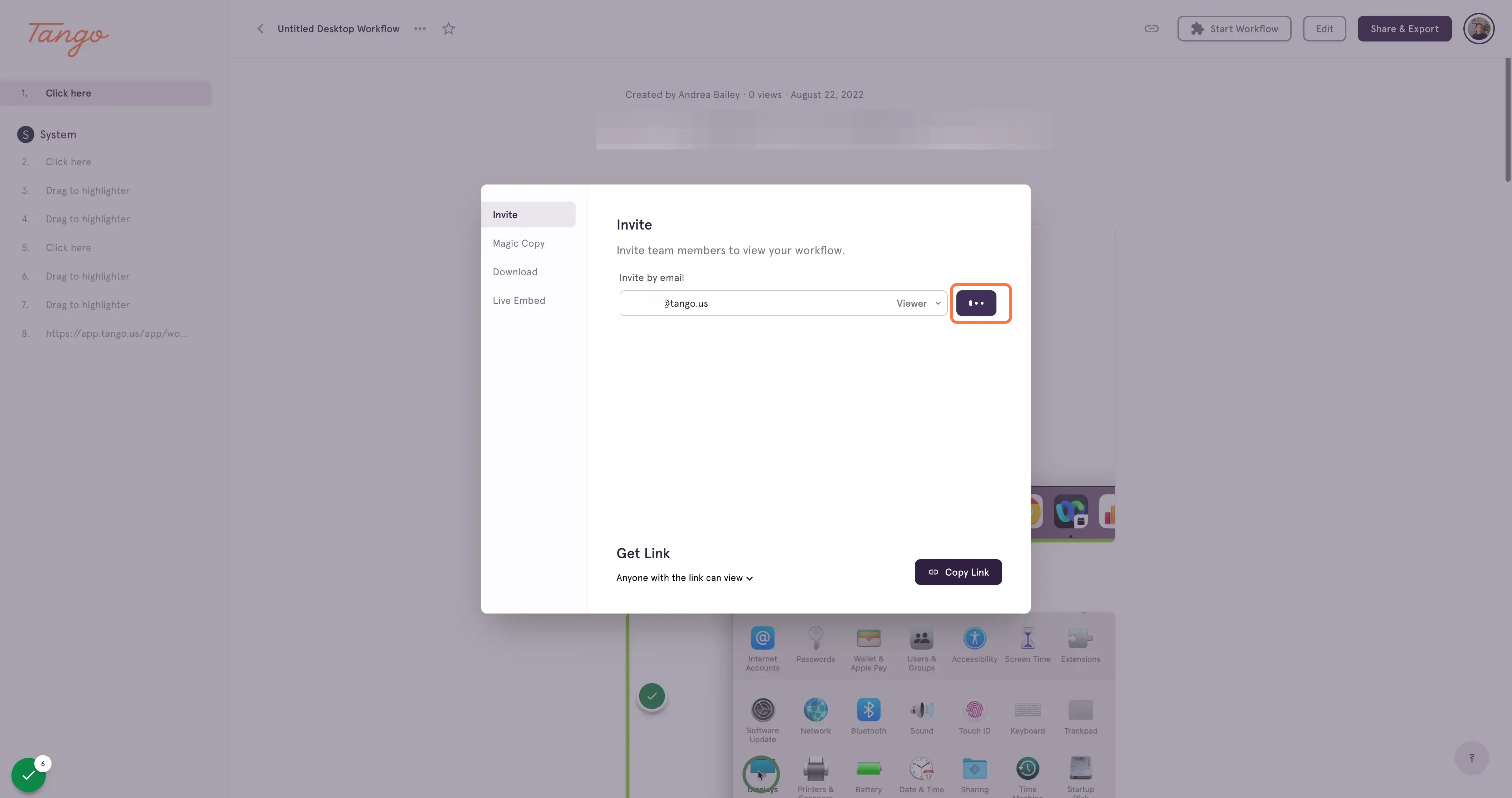 Click on Invite