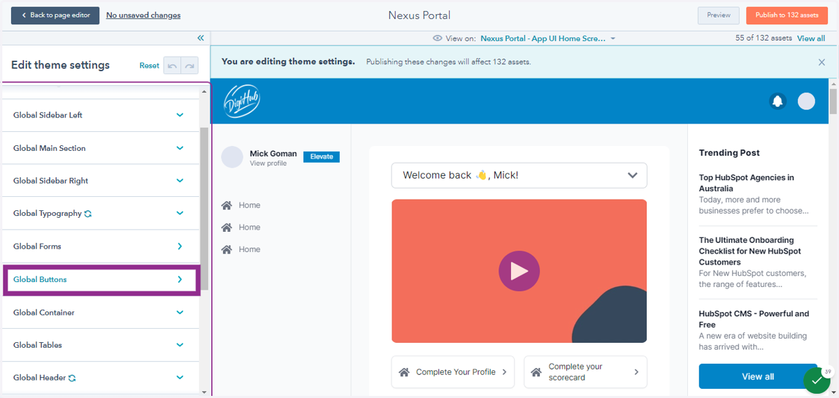 Click on Global Buttons