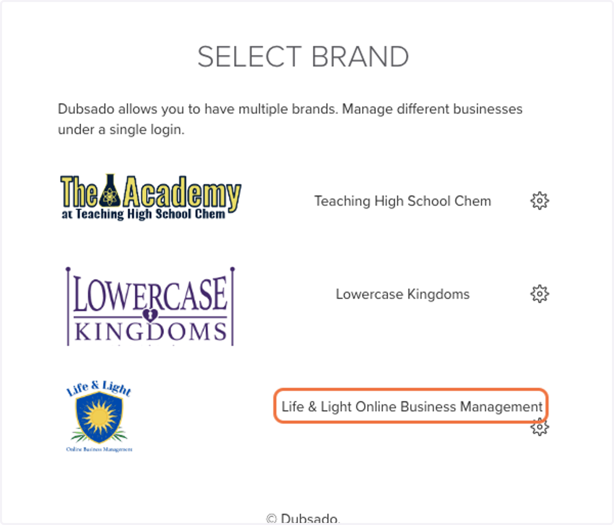 Select the business you want to add the client to