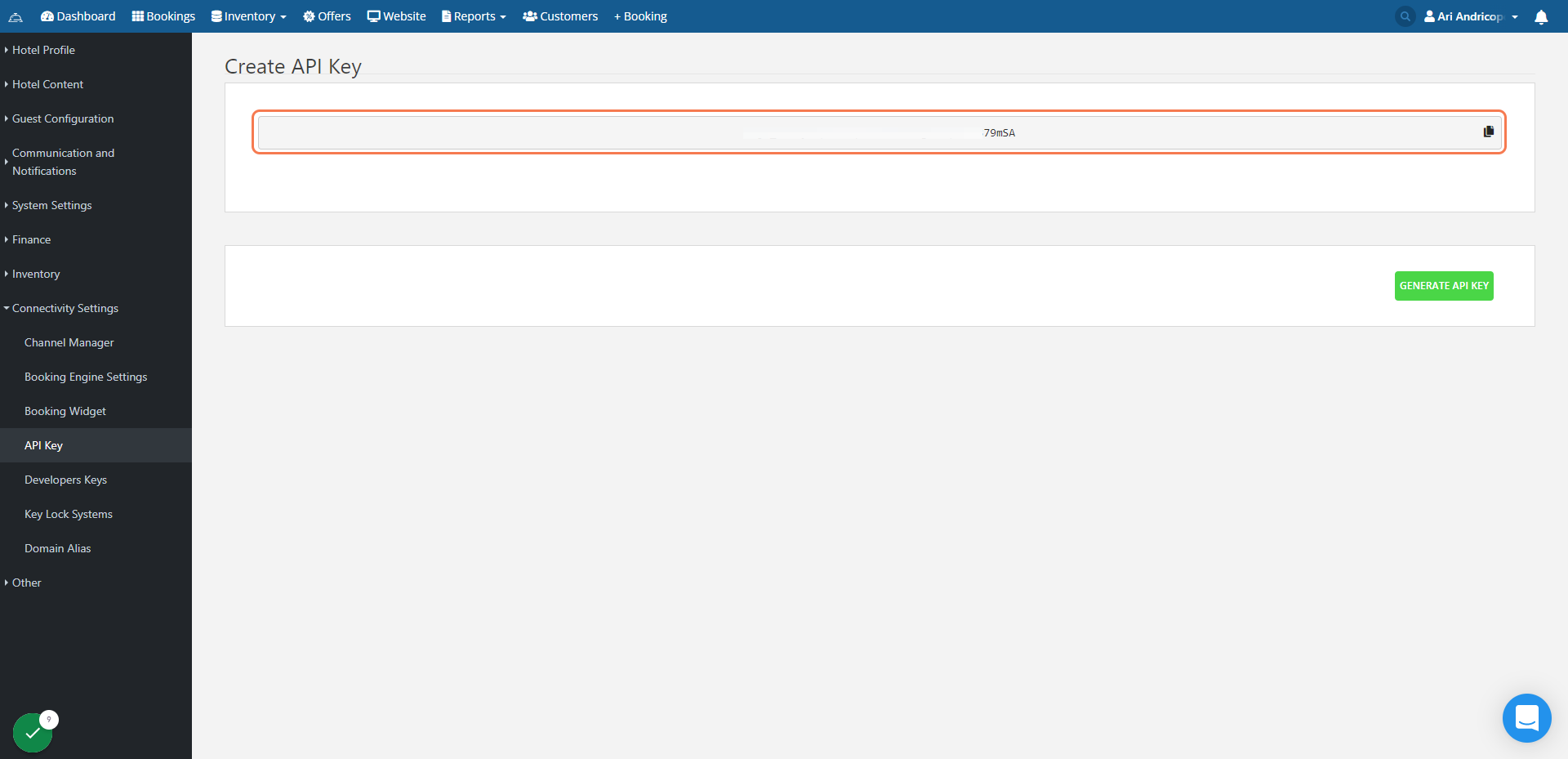 You will see the API Key here