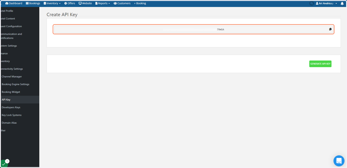 You will see the API Key here