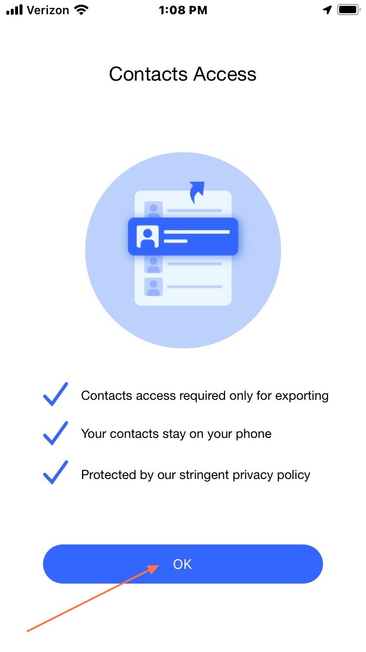 Once Downloaded, Open the Covve Export App and click "OK"
