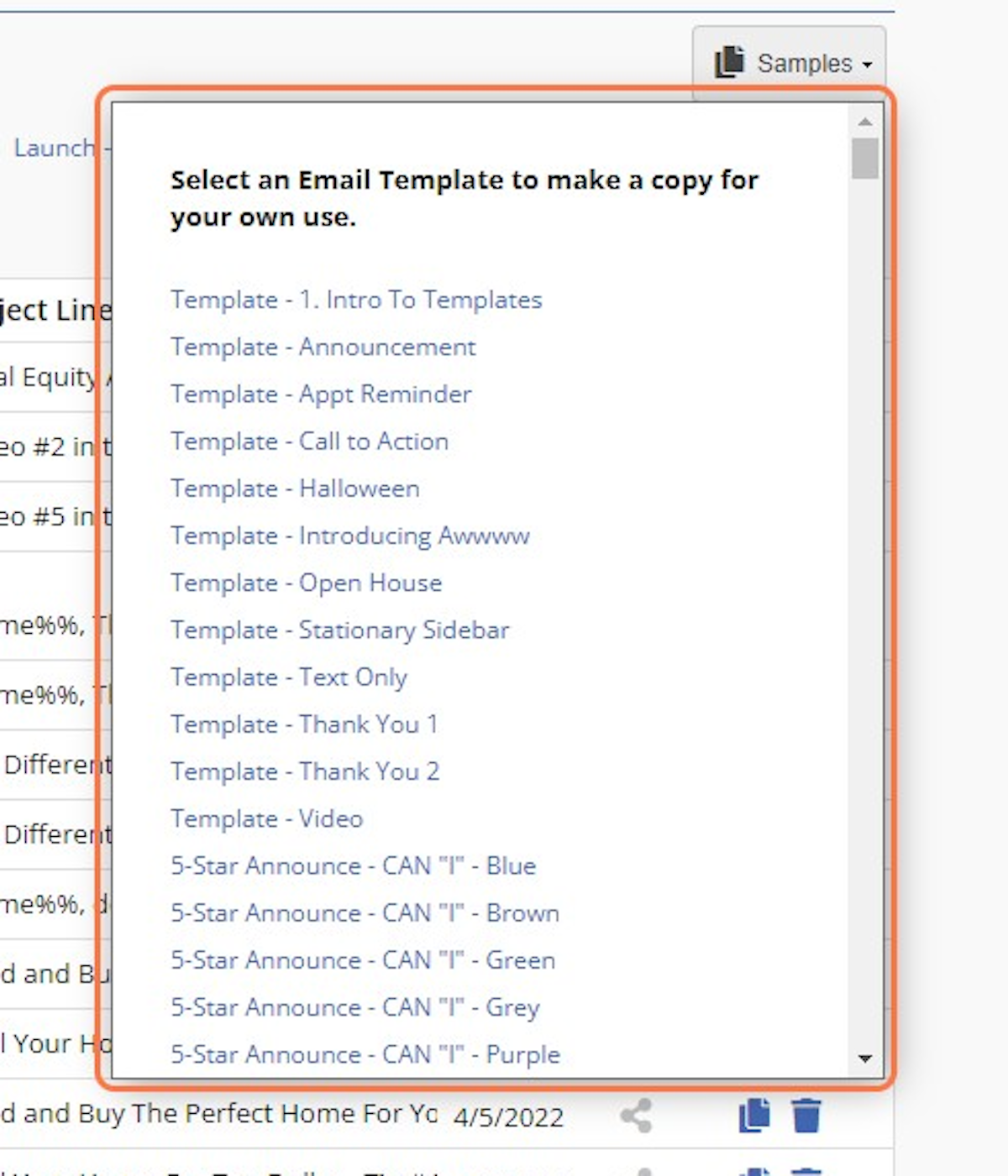 In Samples, the templates are listed in alphabetical order. Simply click on the template name to download.