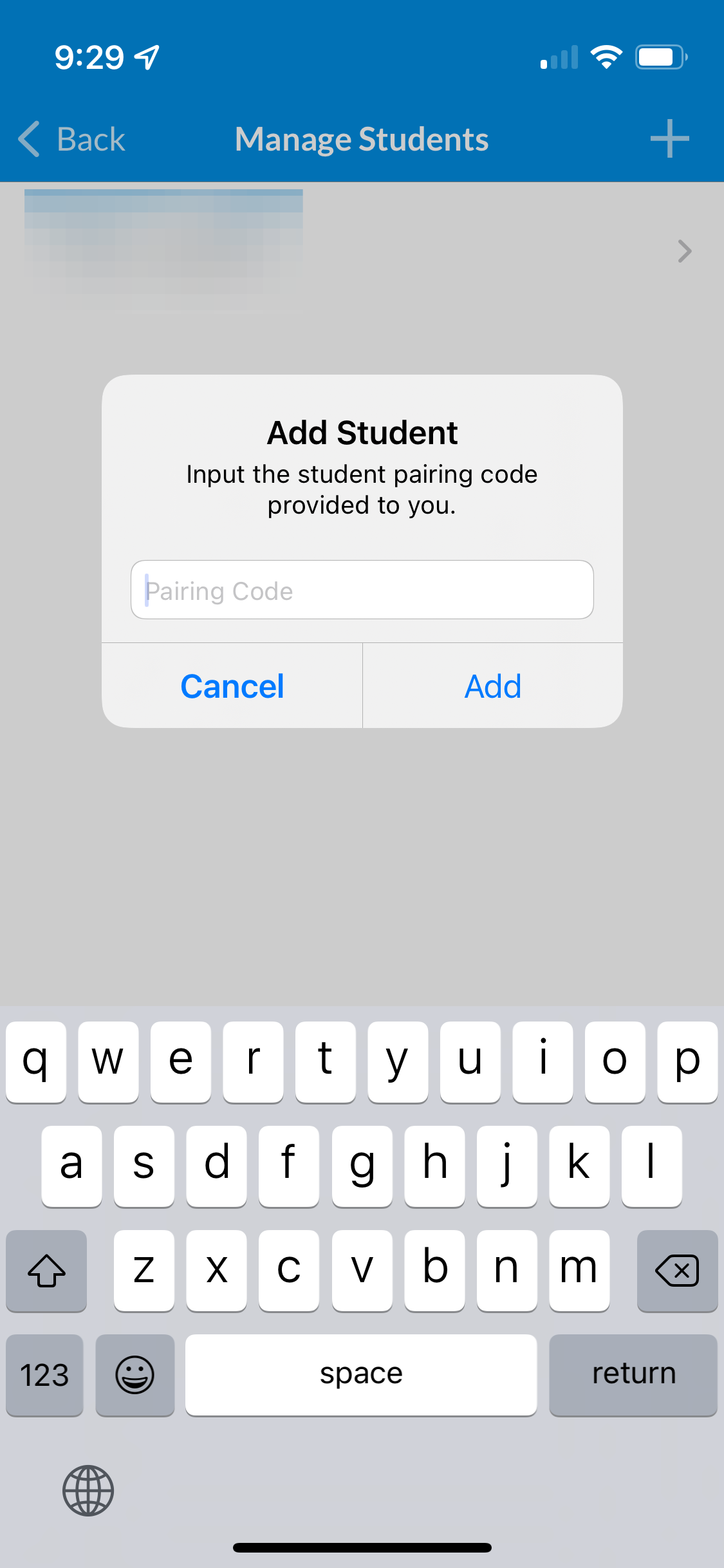 Type in Pairing Code and Click Add