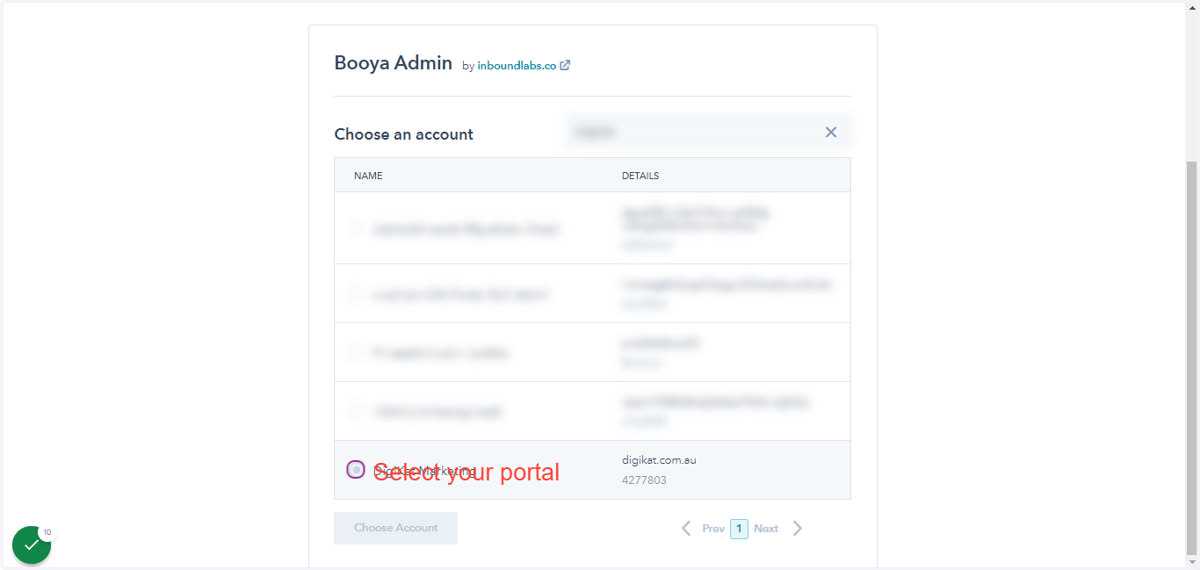 Choose Account